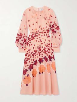 Margot gathered floral-print silk-georgette midi dress