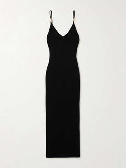 Embellished stretch-jersey midi dress