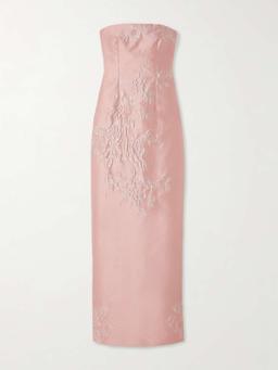 Ximena strapless floral cloqué maxi dress