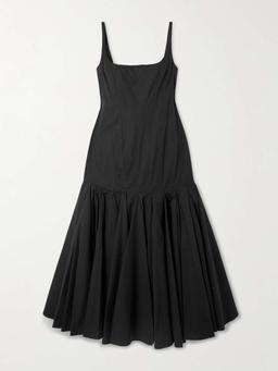 Agave pleated paneled cotton-poplin midi dress