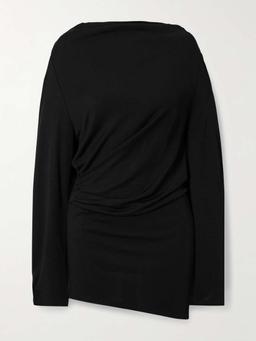 Croisière open-back draped jersey mini dress