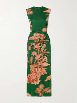 Finding The Way ruched floral-print jersey midi dress