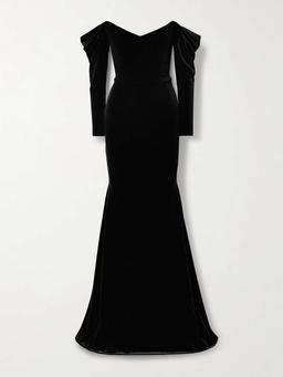 Off-the-shoulder velvet gown
