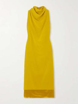 Noor draped silk-satin midi dress