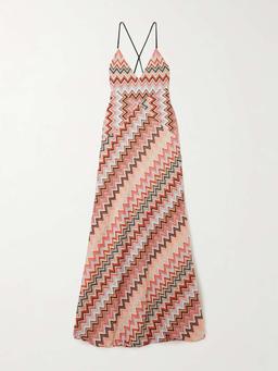 Crochet-knit cotton-blend maxi dress
