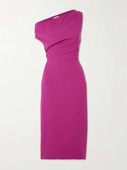 Kira one-shoulder draped crepe midi dress