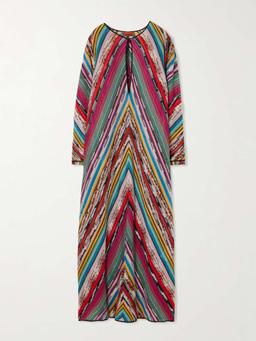 Striped metallic crochet-knit coverup