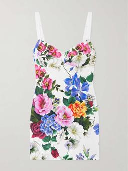 Floral-print woven mini dress