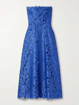 Norina strapless cutout embroidered satin gown