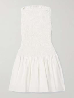 Noa shirred cotton-poplin mini dress