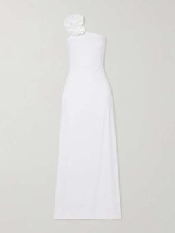 Adda one-shoulder appliquéd stretch-jersey maxi dress