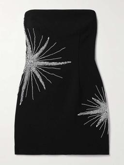 Estella strapless crystal-embellished crepe mini dress
