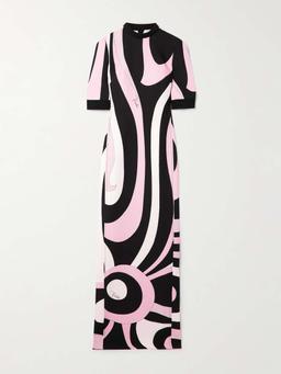 Printed crepe maxi dress