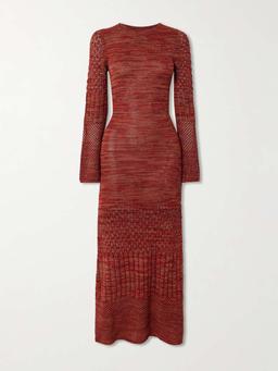 Murga open-back pointelle and ribbed-knit alpaca maxi dress