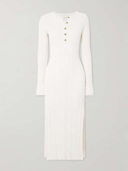 Eldara ribbed silk-blend midi dress
