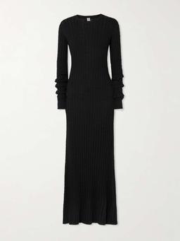 Cable-knit wool maxi dress