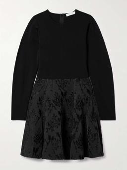 Cara stretch-knit and fil coupé mini dress