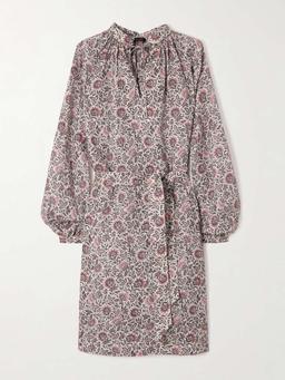 Billie belted floral-print linen-twill mini dress