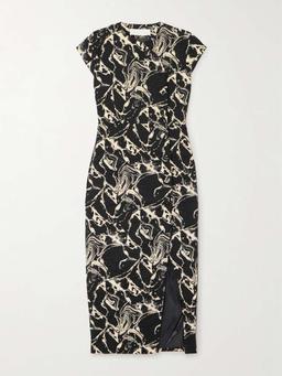 Dorothea Marble metallic cotton-blend jacquard midi wrap dress