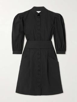 Amoako belted cotton-poplin mini dress