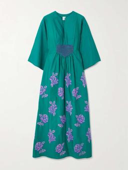 Sassetta embroidered cotton-poplin maxi dress
