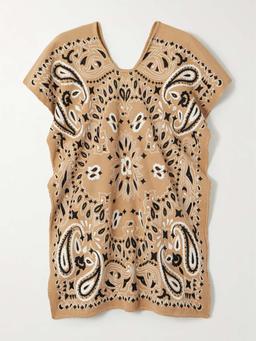 Embroidered cotton-canvas huipil