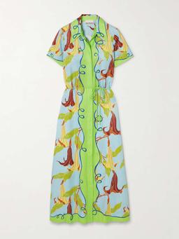 + Nadia Hernández Rafaela belted printed voile shirt dress