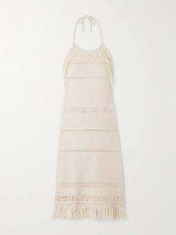 Aralia fringed cotton-macramé mini dress
