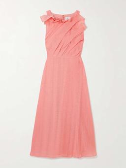 Genesis ruffled pleated muslin midi dress