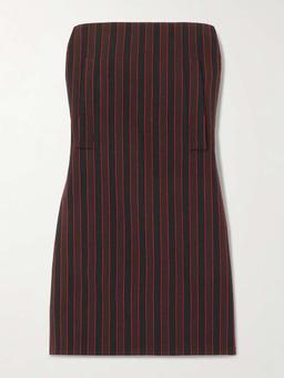 Strapless embroidered cotton-jacquard mini dress