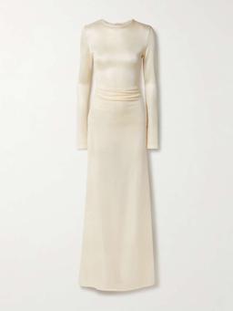 Luella gathered stretch-knit maxi dress