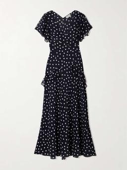 Evie ruffled polka-dot silk-chiffon midi dress