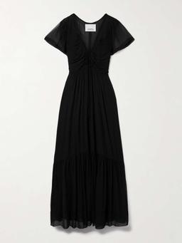 Agathe tiered gathered silk-crepon maxi dress
