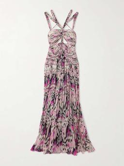 Rafael cutout embellished braided printed silk-crepon maxi dress