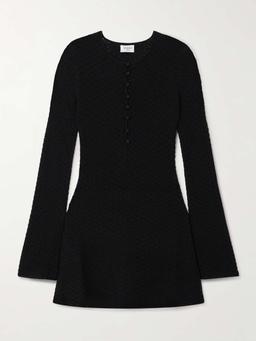 Open-knit wool-blend mini dress