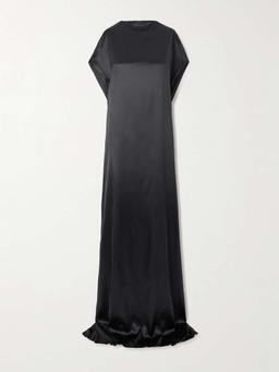 Open-back draped silk-blend satin gown