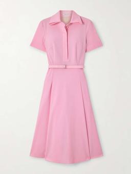 Iwona belted woven midi shirt dress