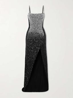 Embellished crepe gown