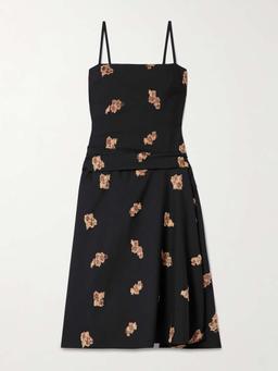 Victoria gathered fil coupé wool-blend twill midi dress