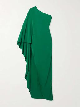 Asymmetric one-shoulder crepe dress