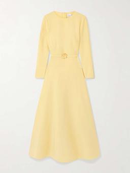 Belted wool-blend midi dress