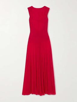 Open-back paneled stretch-jersey maxi dress