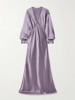 Cutout silk-satin maxi dress