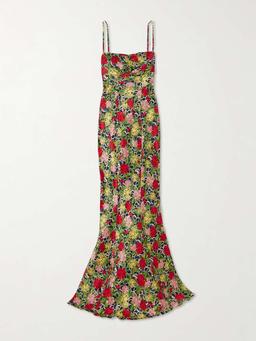 Renee printed silk-satin gown
