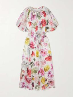 Fleur embellished floral-print TENCEL™ Lyocell-blend midi dress