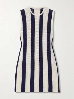 Bayadere Pirate striped open-knit cotton-blend mini dress