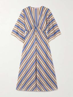 Sailor Summer striped cotton-voile kaftan