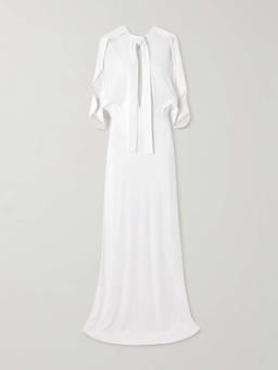 Elian tie-neck draped stretch-jersey maxi dress