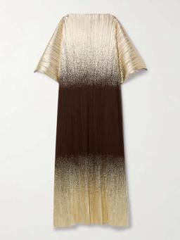 Cocoon metallic plissé-tulle gown