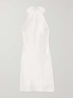 Satin halterneck mini dress